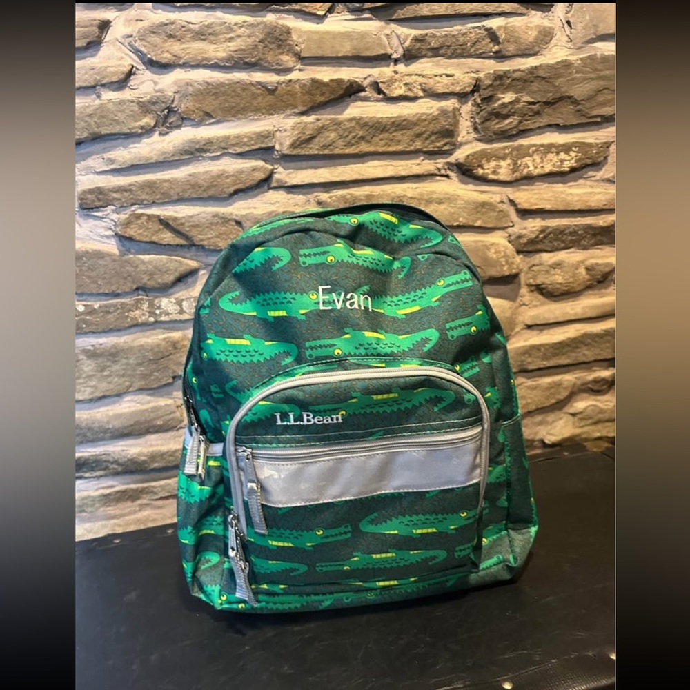 LL Bean Green Alligator Backpack